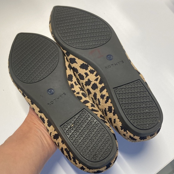Rothy's Tan and Black Patterned Flats with Blue Accent - Picture 6 of 7